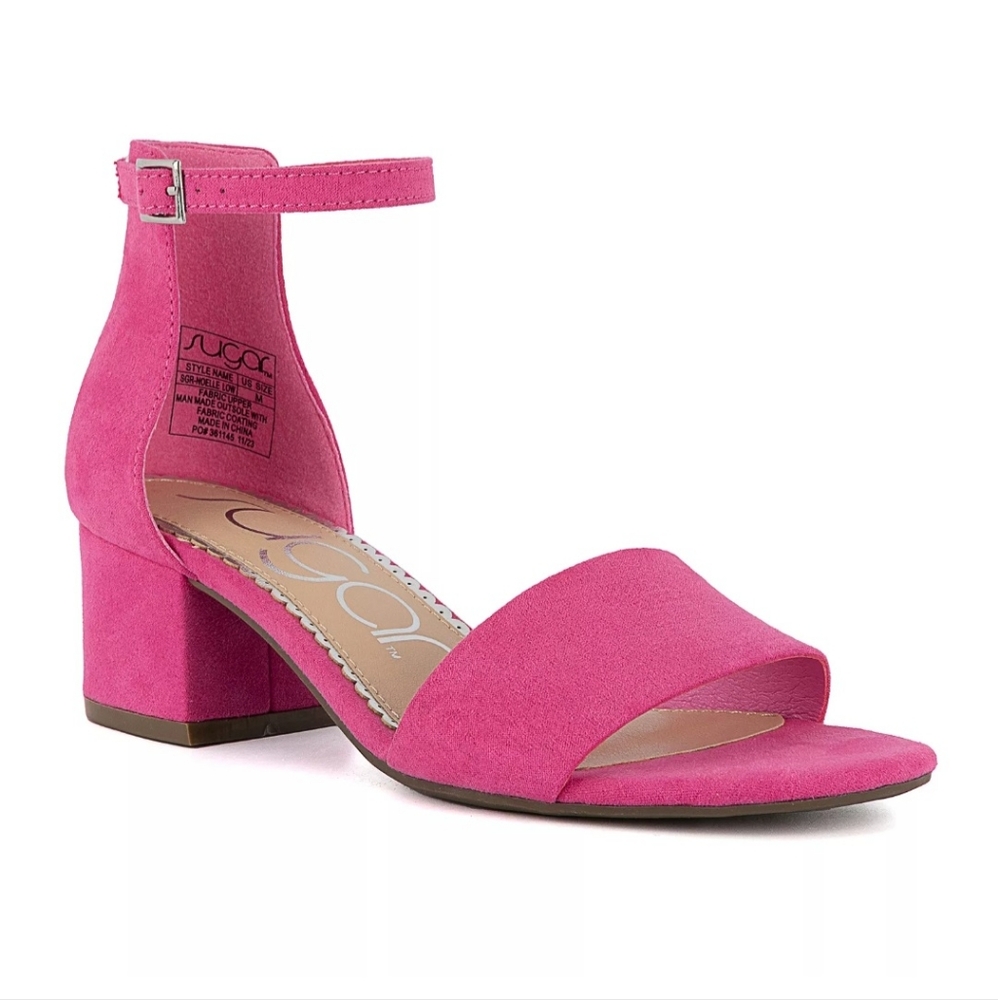 Sugar Noelle Womens Pink High Heels Sandals Platform Block Buckle Closure Size 8